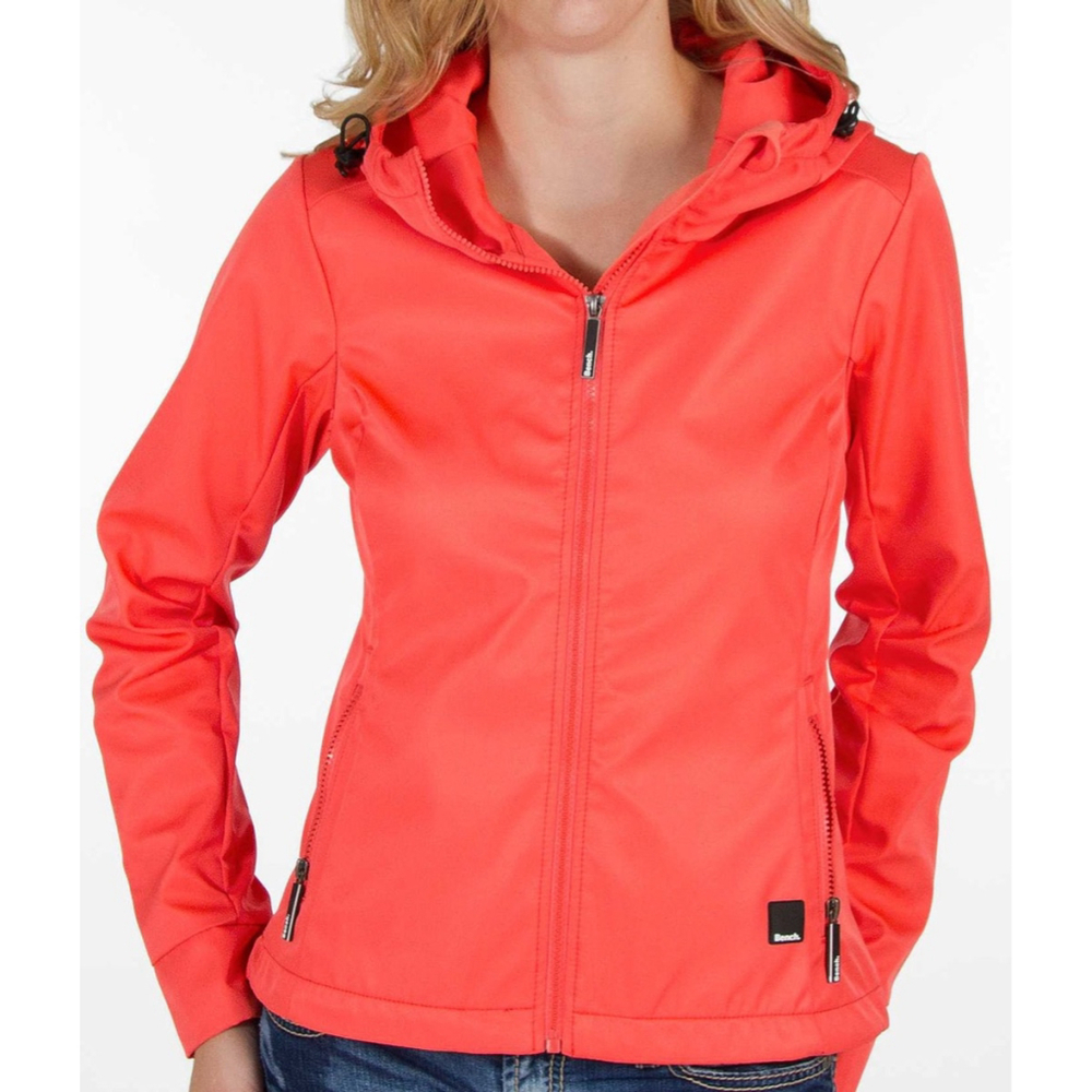 Women's Bench Supa Softshell Coral Full Zip Hooded Utility Jacket, Large